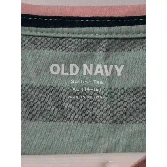 Grils Old‎ Navy Green & Black Striped Long Sleeve T-Shirt Size XL - Picture 4 of 5